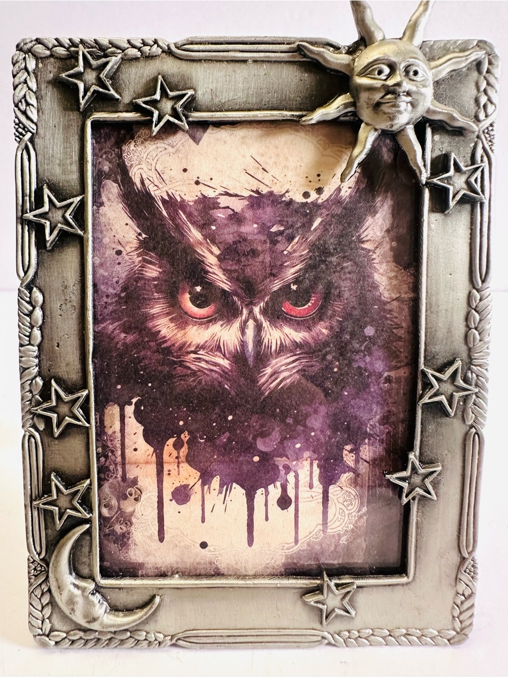 Mystic Night Owl 🌙 Heavy Celestial Gothic Metal Frame 5x4